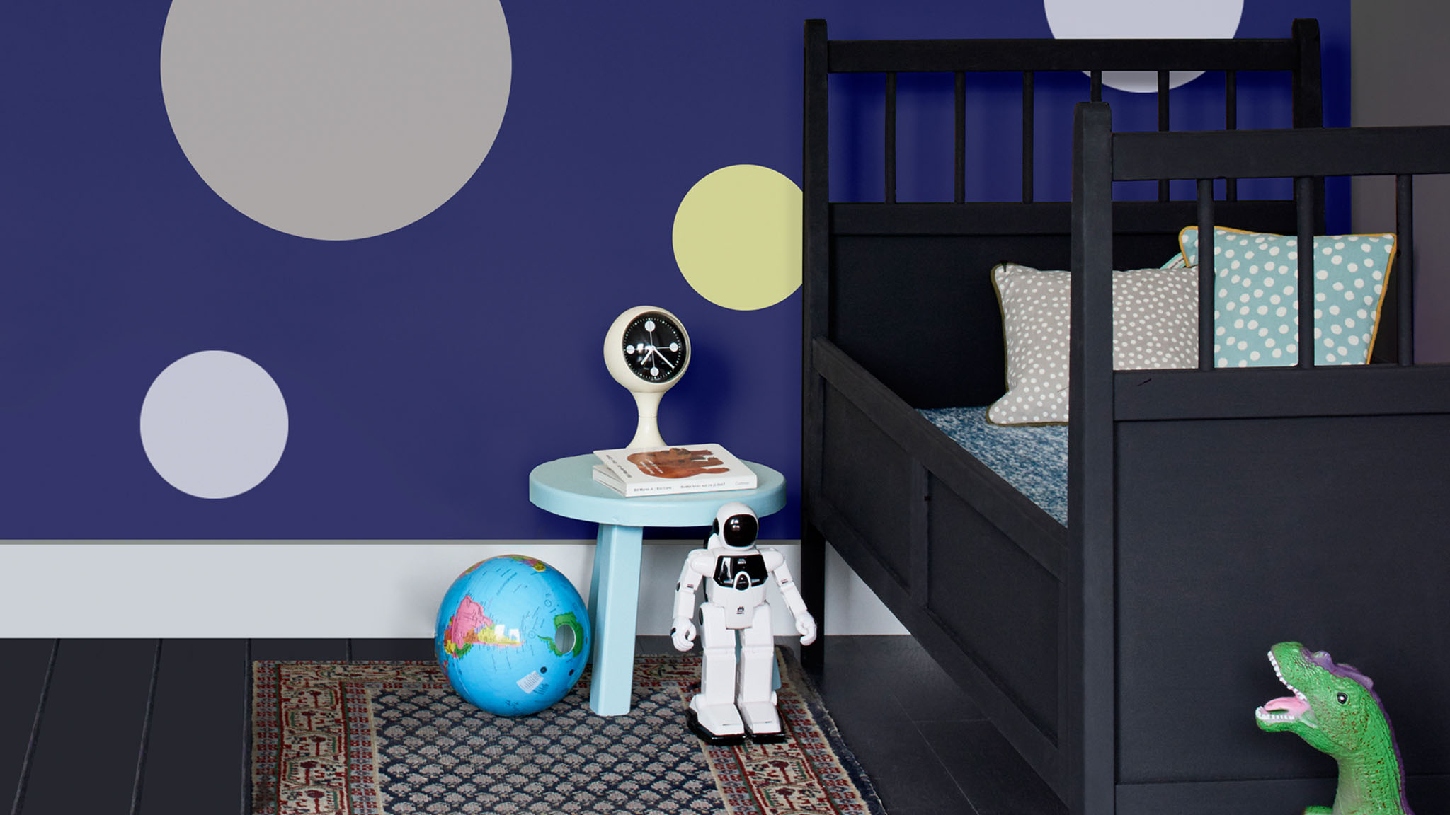 Chambre d'astronaute avec des cercles Utilisez les cercles pour créer un monde intergalactique dans la chambre de votre enfant