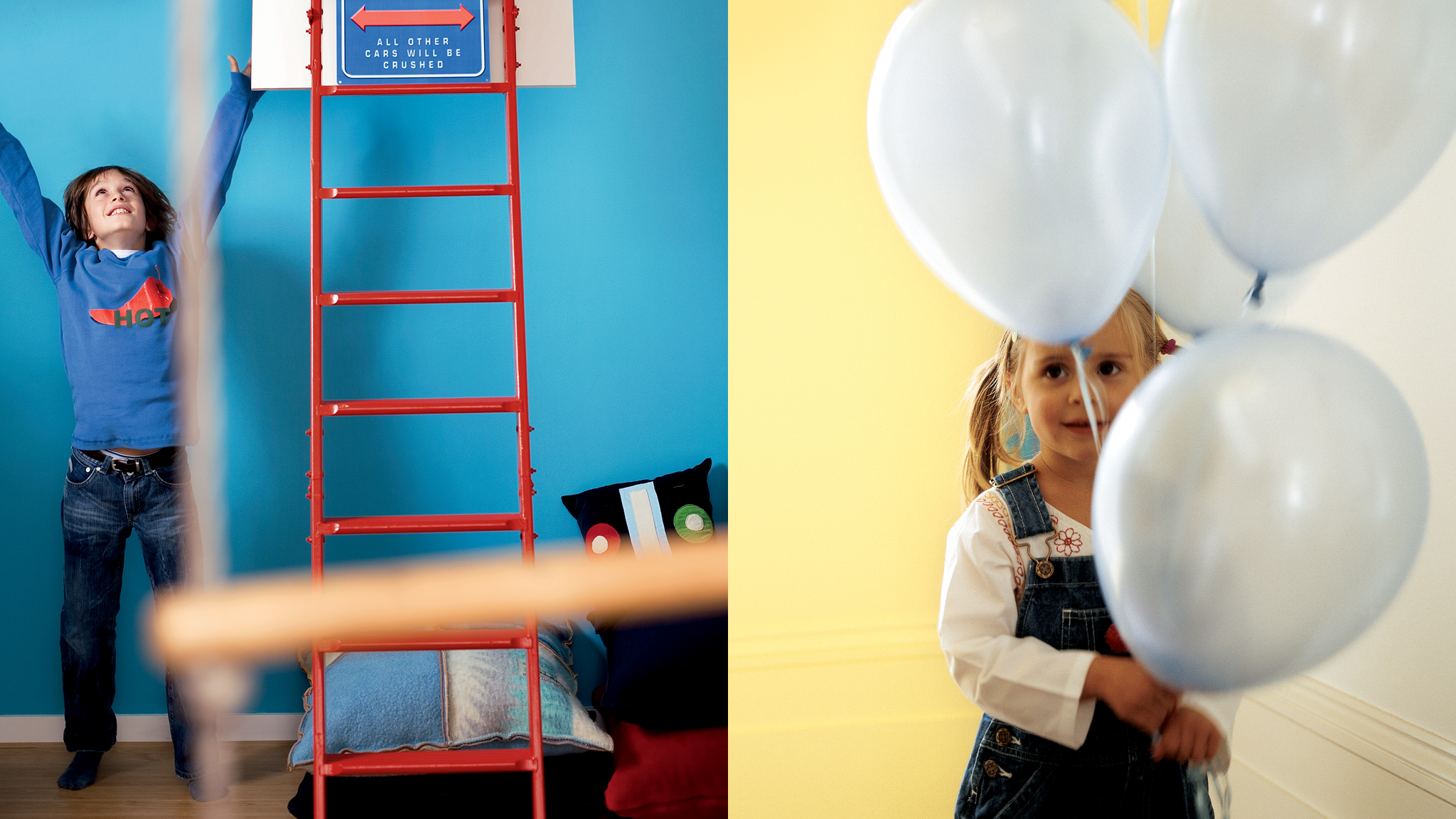 Creer une chambre joyeuse pour vos enfants Utilisez des teintes chaudes comme des jaunes ensoleillés qui auront un effet inspirant sur l'humeur de vos enfants.